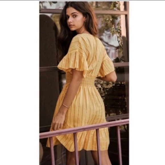 NWT Anthropologie Saylor Boho Yellow Stripe Mini Dress Size XS - Picture 11 of 11